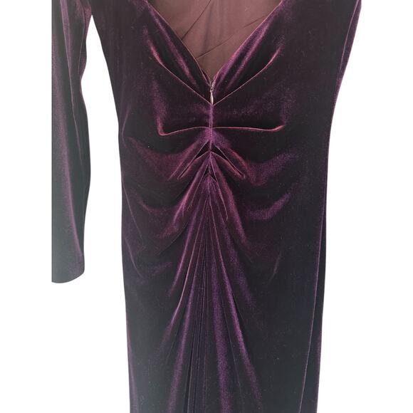 Eliza J Burgundy Cutout Vamp Wedding Guest Velvet Formal Maxi Gown Dress Size 6 - Picture 8 of 12